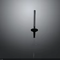 Shiny Vertical Metal Rod With Black Base And Red Ring Decoration
