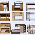 Various Modern Bunk Beds With Storage Drawers And Ladder Designs 3d model