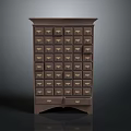 Dark Brown Wooden Chest With Multiple Drawers And Brass Handles