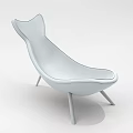 Modern White Leather Lounge Chair With Streamlined Design And Metal Legs