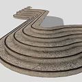 Modern Winding Concrete Staircase With Multiple Wavy Steps And Sculptural Design 3d model