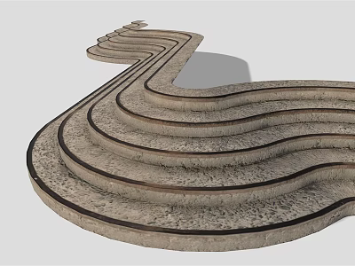 Modern Winding Concrete Staircase With Multiple Wavy Steps And Sculptural Design 3d model