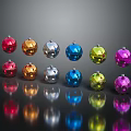 Colorful Metallic Decorative Balls in Red Gold Silver Blue Green Purple with Reflections