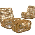 Modern Rattan Outdoor Sofa Set With Matching Chair And Ottoman