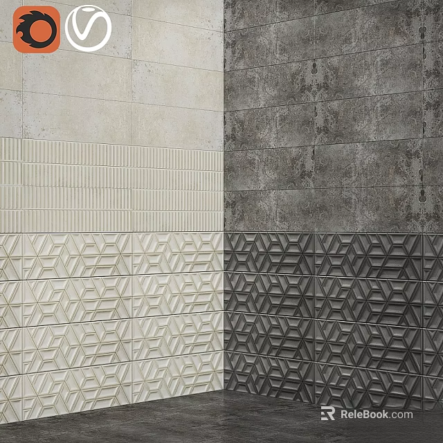 Tile Components With Different Textures And Color Patterns For Interior Design 3d model