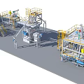 Industrial Equipment Processing Plant With Operational Platforms Piping And Safety Railings