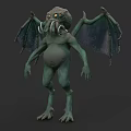Mysterious Aquatic Creature With Green Skin Tentacles Yellow Eyes Bat Wings And Clawed Feet