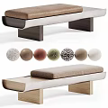 Modern Wooden Bench With Fabric Cushion And Textured Decorative Spheres