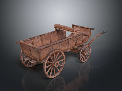 Classic Vintage Wooden Wagon Design With Rustic Wheels And Handcrafted Details 3d model