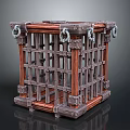 Decorative Cage Structure With Metal Bars Wooden Frame And Ring Ornaments