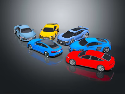Various Colored Toy Cars Displayed Together In Group With Different Shades 3d model