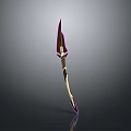 Purple And Golden Decorative Spear 3D Model With Elaborate Handle And Sharp Tip