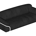 Modern Black Leather Sectional Sofa With White Trim And Comfortable Design 3d model