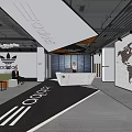 Adidas Front Desk Reception Area With Modern Design And World Map Wall 3d model