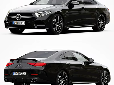 Black Luxury Mercedes Benz Sedan Exterior Front And Rear Views 3d model