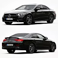 Black Luxury Mercedes Benz Sedan Exterior Front And Rear Views