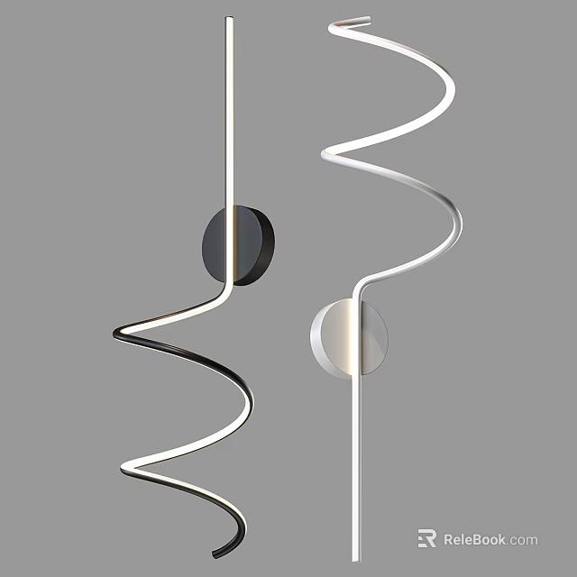 Modern Spiral Design Wall Sconce With Black And White Circular Elements 3d model 