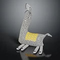 Gray Llama Shaped Decorative Furniture With Yellow Square Pattern And White Legs Ears