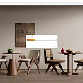 Modern Negotiation Table and Chairs Featuring Wooden Frame White Backrest and Decorative Items in Interior