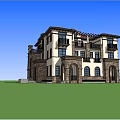 Luxurious Detached Villa Featuring Red Tile Roof Arched Doors Lush Greenery And Stone Pathway