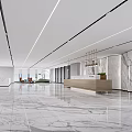 Elegant Modern Office Reception Area With Polished Marble Flooring And Bright Spacious Minimalist Interior