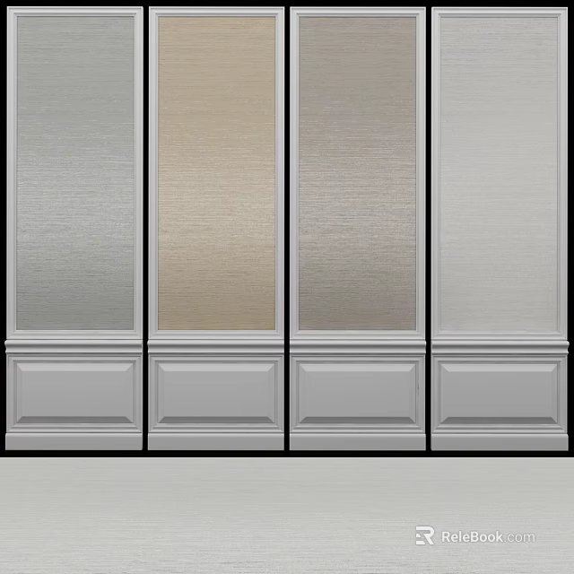 Elegant Modern Wall Paneling With Beige Gray Silver Textured Interior Design 3d model