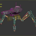 Mechanical Quadruped Robot With Heavy Weaponry And Metallic Armored Structure 3d model