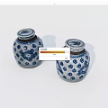 Two Ceramic Jars with Blue and White Traditional Patterns for Home Decor 3d model