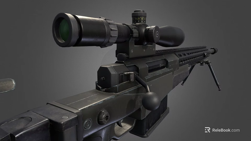 Modern Black Tactical Sniper Rifle With High Precision Scope And Bipod Support 3d model 