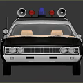 Classic Black And White Police Car With Red Blue Lights And Star Badge