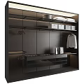 Modern Black Wardrobe Interior Design With Hanging White Clothes Storage Compartments And Drawers