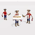 Cartoon Game Movie Characters with Red Shirts Blue Pants Hats Holding Tools Multiple Poses