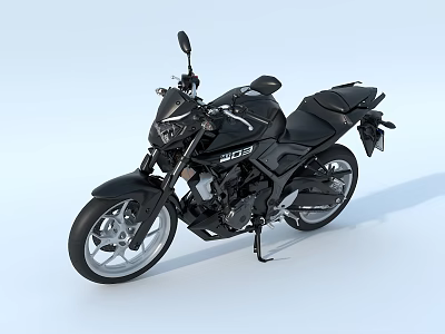 Stylish Black Modern Motorcycle With Sleek Design Handlebar And Spoked Wheels 3d model