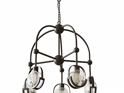 Modern Geometric Black Metal Chandelier With Clear Glass Shades And Multi Light Design 3d model