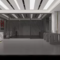 Modern Corporate Office Reception Design With Luxury Marble Counter And Custom Brand Logo On Wall