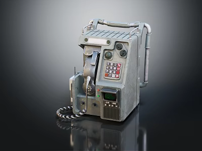 Vintage Digital Communication Device With Keypad Handset And Metallic Gray Design Portable Retro Tech Equipment 3d model