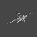 Fantasy Game Movie Character White Line Art Abstract Design Dynamic Pose Black Background