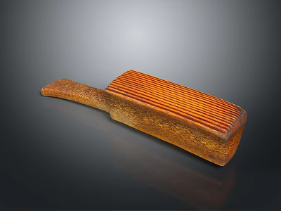 Handcrafted Wooden Sculpture Carving Artwork With Long Strip Shape And Detailed Striped Texture 3d model