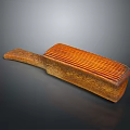 Handcrafted Wooden Sculpture Carving Artwork With Long Strip Shape And Detailed Striped Texture