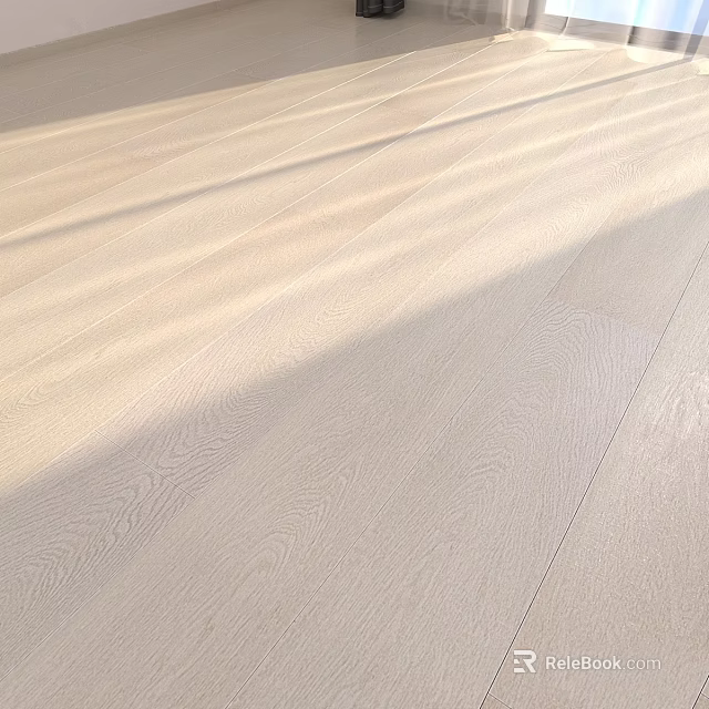 Light Colored Wooden Floor With Natural Wood Grain And Sunlight Patterns 3d model 
