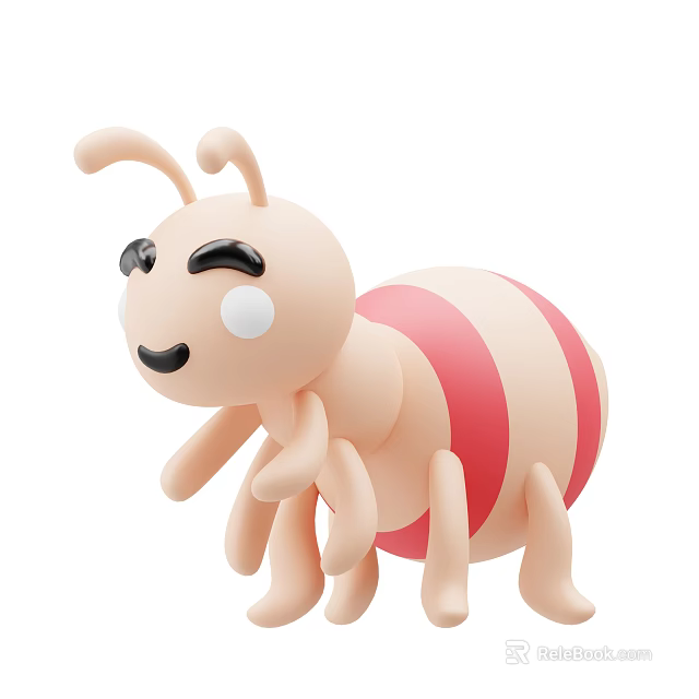 Cute Cartoon Reptile Figure With Pink Red Stripes And Adorable Expression 3d model 