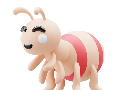 Cute Cartoon Reptile Figure With Pink Red Stripes And Adorable Expression 3d model