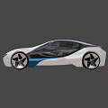 Electric Concept Car With Sleek White Body Blue Accents Futuristic Design And Unique Wheels