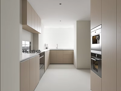 Modern Kitchen Interior With Light Wood Cabinets Sleek Countertop And Stainless Steel Appliances 3d model