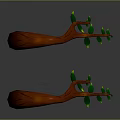 Curved Red Wood Decorative Art With Green Vines And Stone Accents