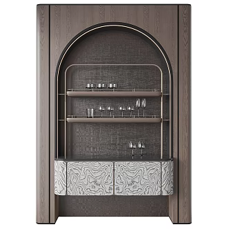 Antique Wine Cabinet Rack Decorative Cabinet 3d model
