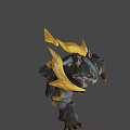 Fantasy Wolf Creature With Yellow Spiked Accents Muscular Build And Sharp Claws