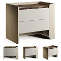 Modern Wooden Nightstand Design With Marble Top And Two Drawers Structure