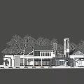 Modern Traditional Blend Building Exterior Design With Trees And Glass Facade