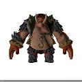 Mythical Pig Warrior Character With Spiked Armor Bells Horns And Braided Hair